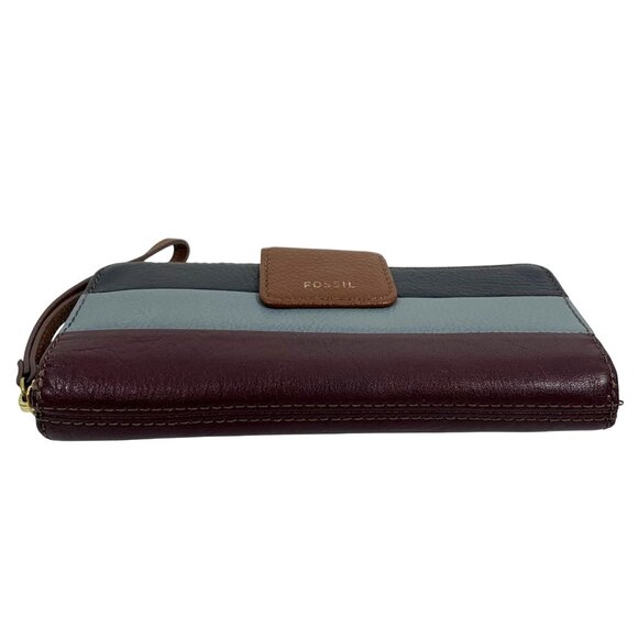 FOSSIL Madison zip clutch wristlet Leather wallet PATCHWORK - Picture 2 of 10